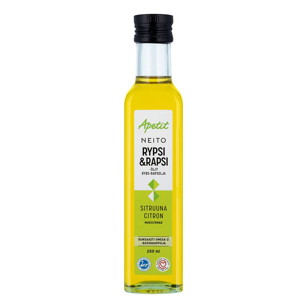 Apetit Neito Puristettu sitruunanmakuinen rypsi&rapsiöljy 250 ml